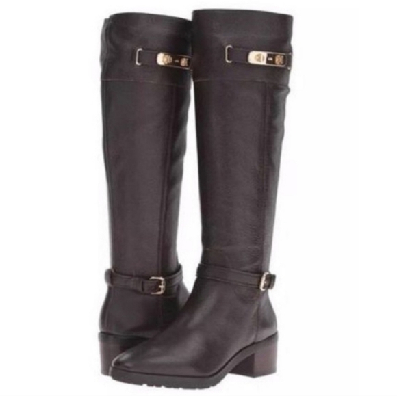 Coach Sullivan Safari Chestnut Brown Pebbled Leather Luxury Tall Riding Boots 10 - Picture 1 of 9